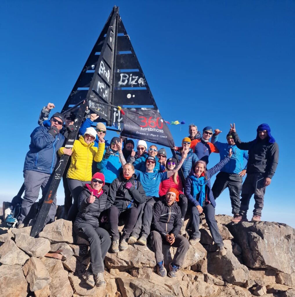 Toubkal trekkers at the summit